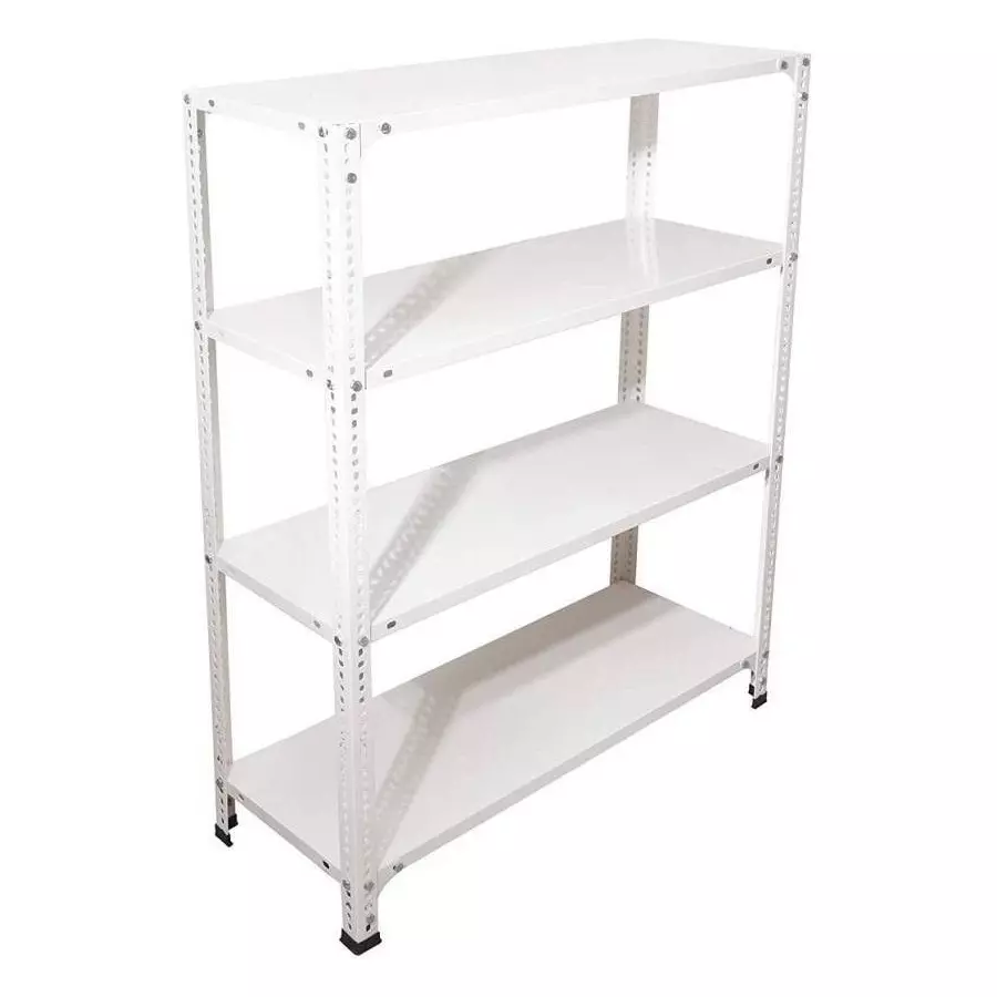 Spacious Luggage Rack White Color 4 Shelves 12x24x60 inch Size