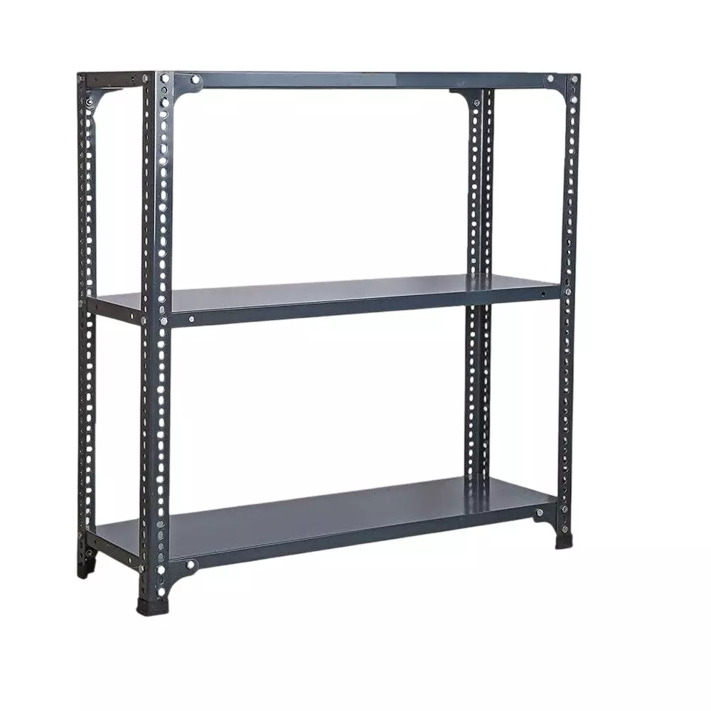 Spacious Luggage Rack Iron Grey Color 3 Shelves 12x24x37 inch Size