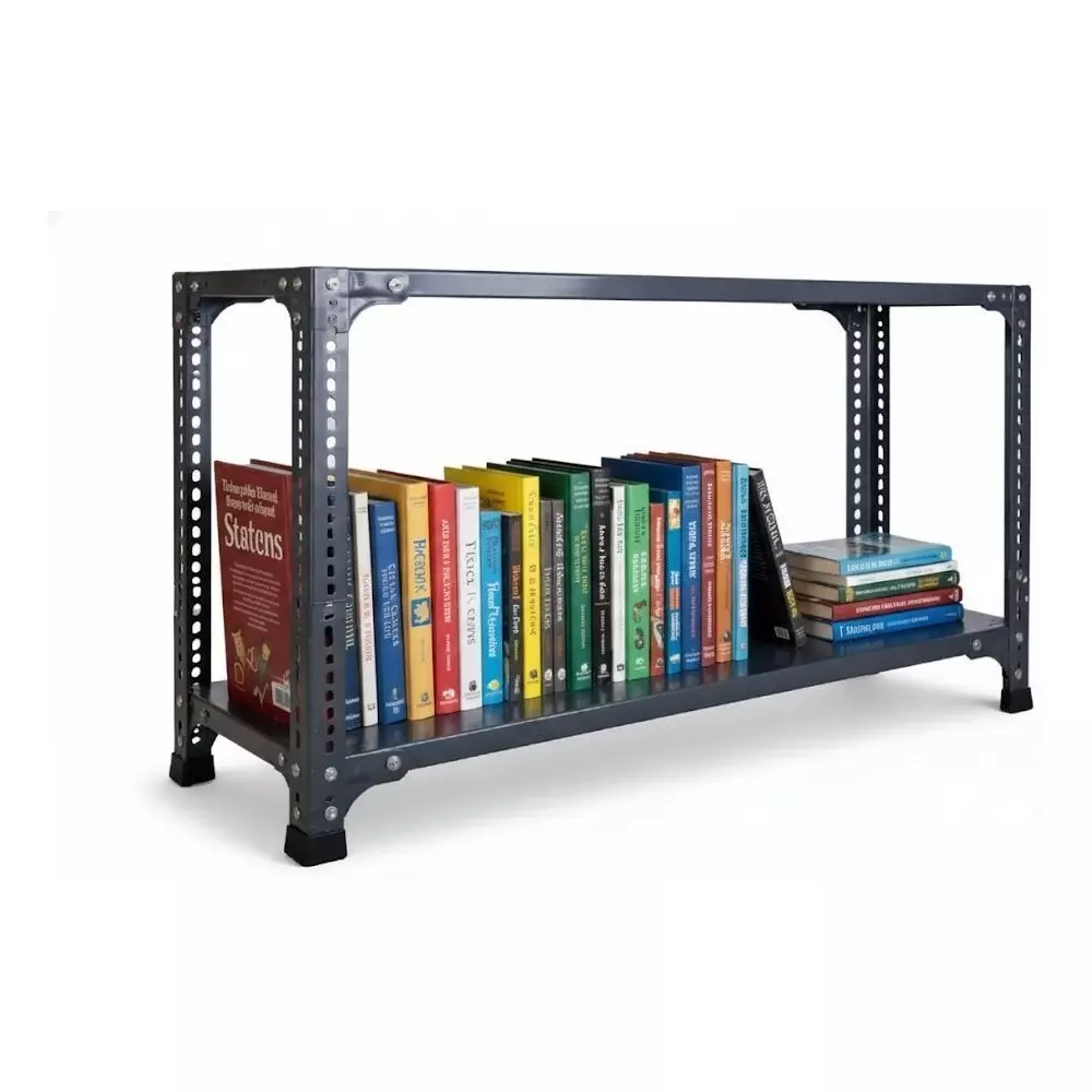 spacious-book-shelf-rack-metal-grey-2-shelves-9x35x29-inch-size