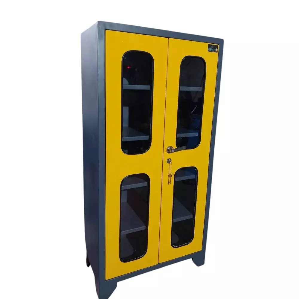 Rimsha Storage Cabinet with 4 Shelves & Acrylic Double Doors 1000x450x1800 mm Mild Steel 500 Kg Load Capacity for Industrial Use