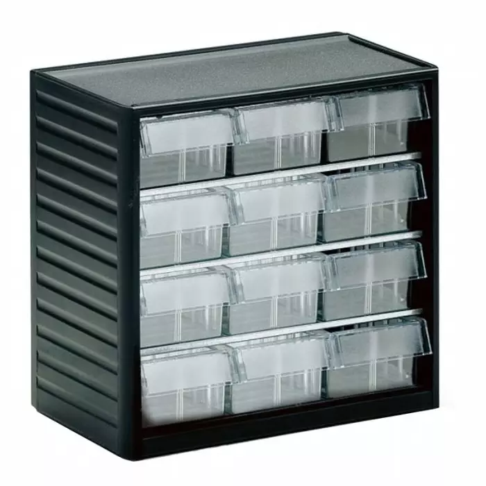 Treston 12 Drawer Storage Unit PP 290 x310 x180 mm Grey, 294-3
