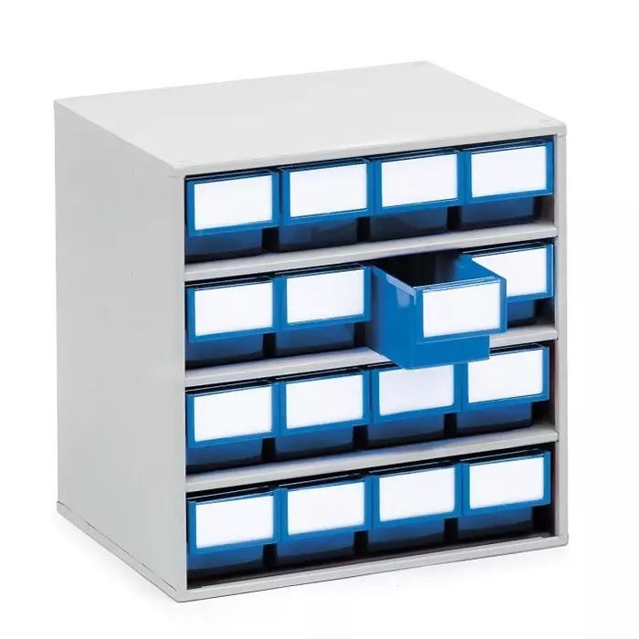Treston 16 Drawer Storage Unit Plastic 395 x400 x300 mm Blue, 1630-6