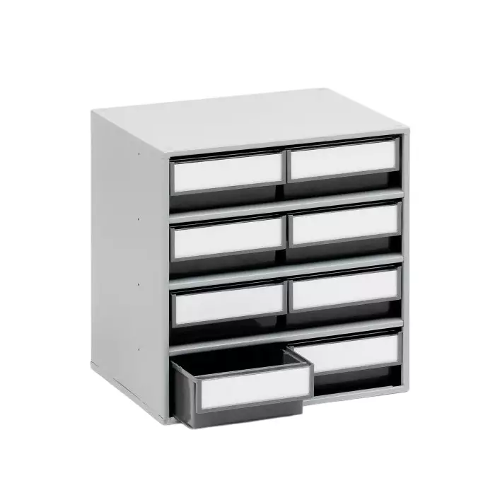 Treston 8 Drawer Storage Unit Plastic 395 x400 x300 mm Grey, 0830-3