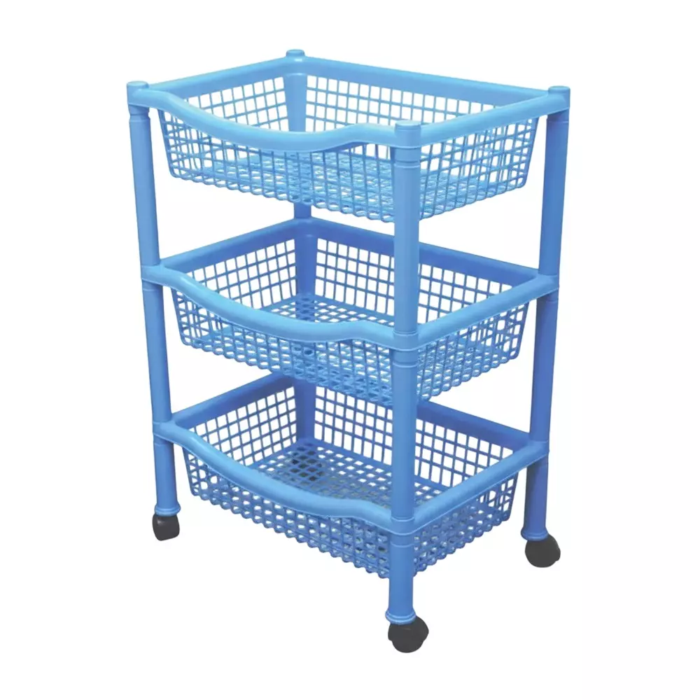 Ankur Multipurpose Rack Made of Virgin Plastic, Assorted Color and Rectangular Shape with Wheels for Home & Hotels