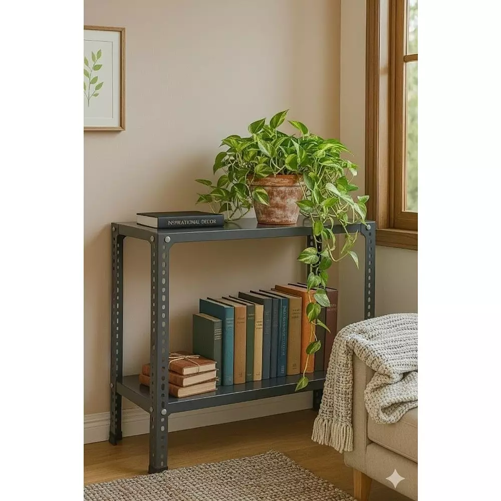 spacious-shopsy-book-shelf-storage-rack-metal-grey-2-shelves-9x36x30-inch-sp5gry9x36x30inch