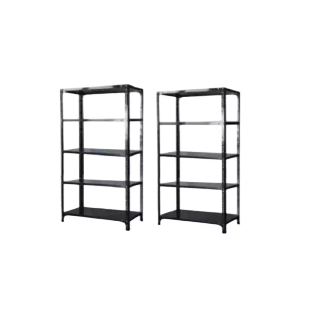 Spacious Metal Kitchen Cabinet Black 5 Shelves 15x36x77 inch Size (Pack of 2)