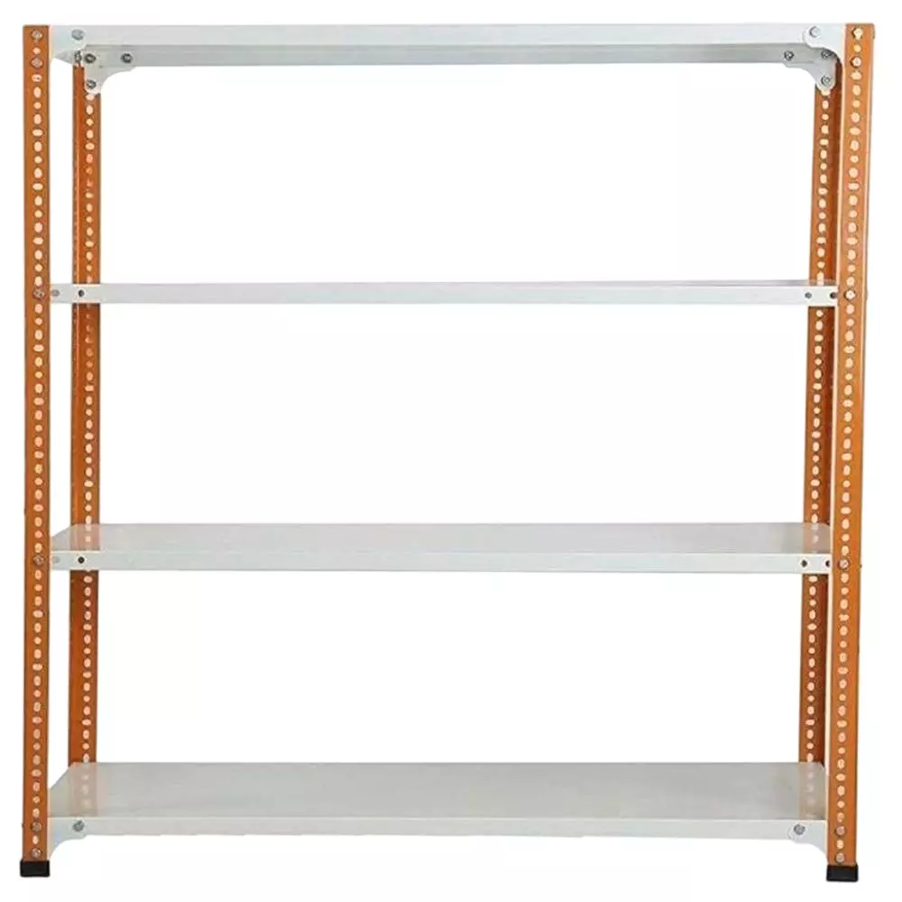 Spacious Metal Kitchen Cabinet Orange and Ivory 4 Shelves 12X24X78 inch Size