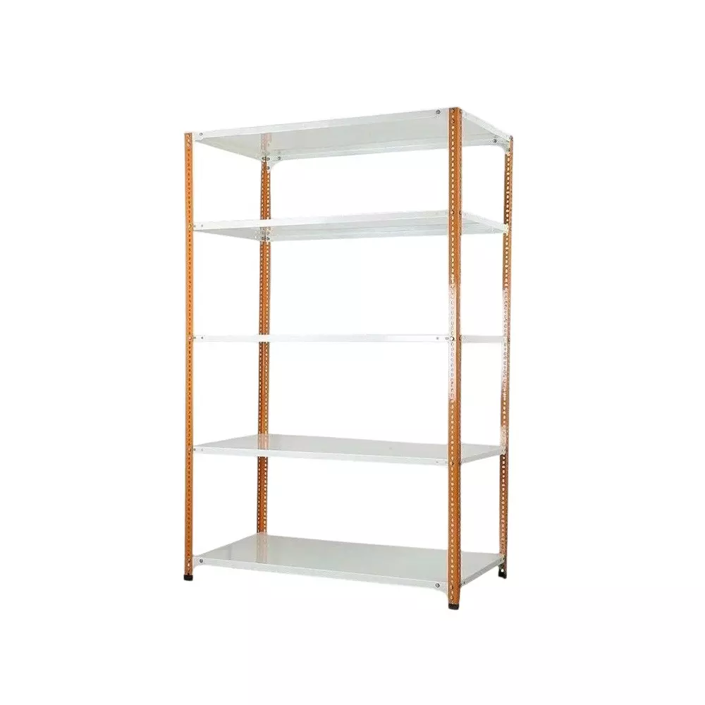 Spacious Metal Kitchen Cabinet Orange and Ivory 5 Shelves 15x36x73 inch Size