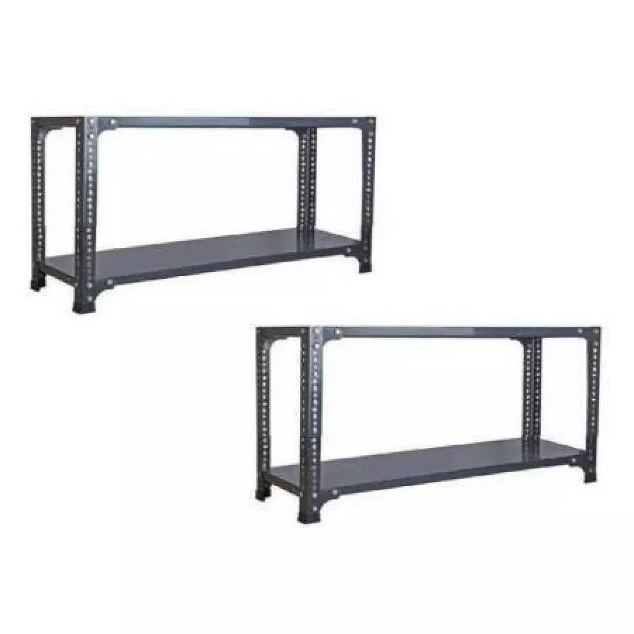 Spacious Luggage Rack Iron Grey Color 2 Shelves 12x33x36 inch Size (Pack of 2)