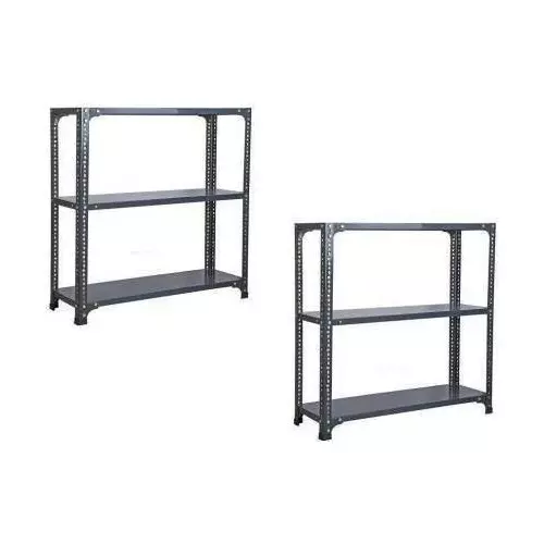 Spacious Luggage Rack Iron Grey Color 3 Shelves 15x33x59 inch Size (Pack of 2)