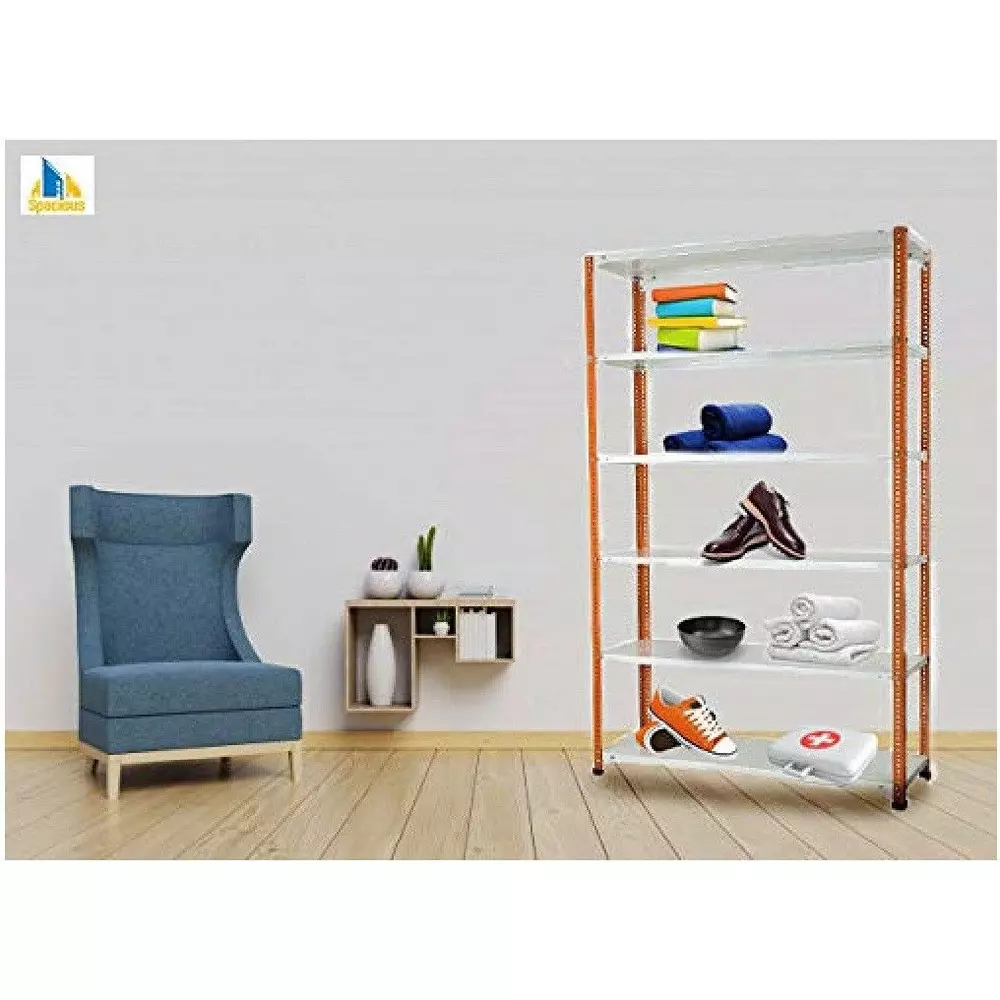spacious-luggage-rack-orange-and-white-6-shelves-15x36x48-inch-size