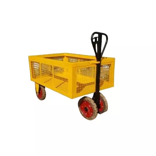 Rimsha Heavy-Duty Wire Mesh Trolley 10 Inch (25.4 cm) Wheel Size Solid Rubber Single Handle 900x600x750 mm Mild Steel for Industrial Use