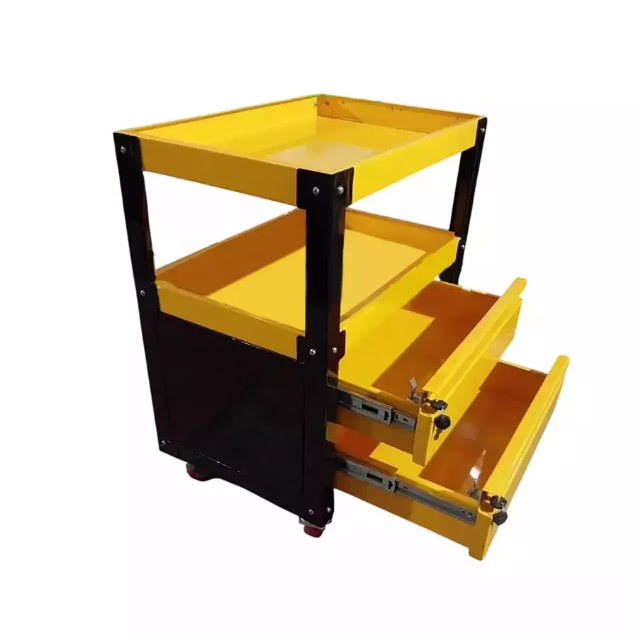 Rimsha Multi-Utility Tool Trolley with 2 Drawers & 2 Trays 3 Inch (7.62 cm) Wheel Size 600x450x700 mm Mild Steel for Industrial Use