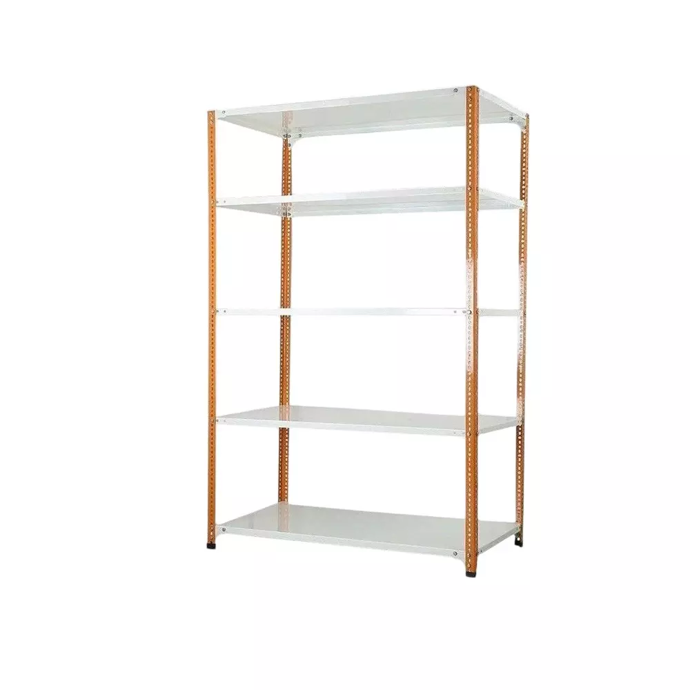 Spacious Metal Kitchen Cabinet Orange and Ivory 5 Shelves 15x24x88 inch Size
