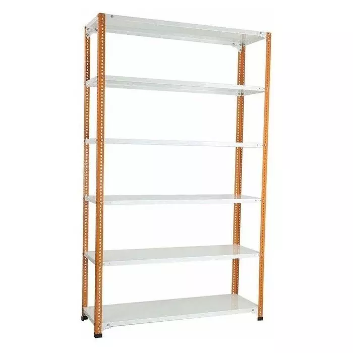 Spacious Metal Kitchen Cabinet Orange and Ivory 6 Shelves 12X24X86 inch Size