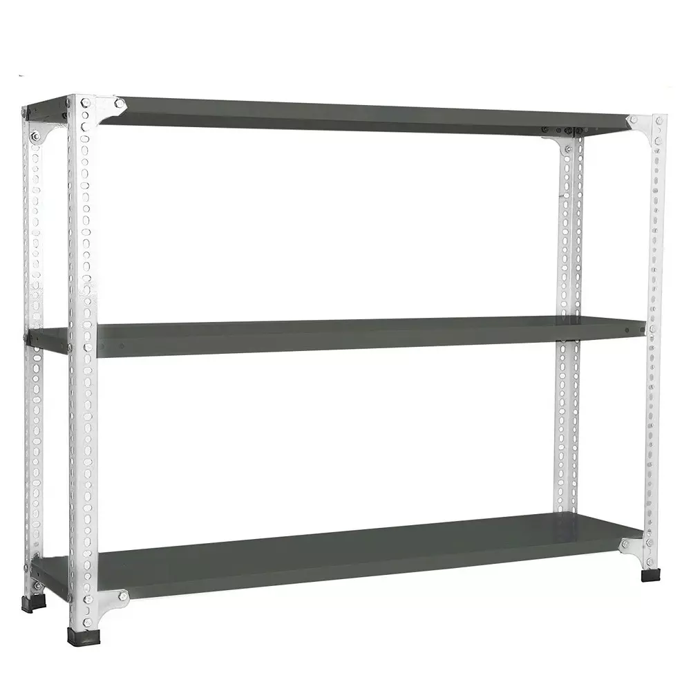 Spacious Luggage Rack White and Grey Color 3 Shelves 15x36x48 inch Size