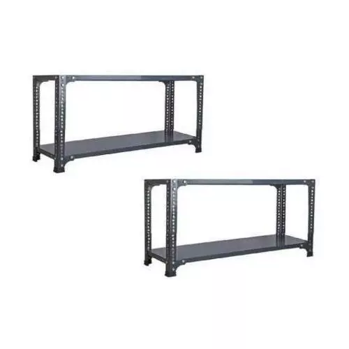 Spacious Luggage Rack Iron Grey Color 2 Shelves 15x33x35 inch Size (Pack of 2)