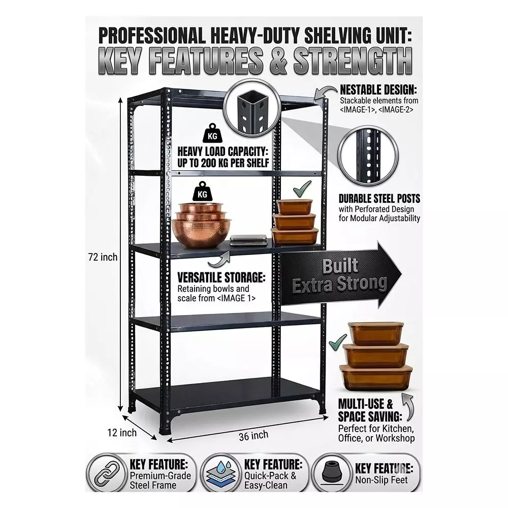 spacious-book-shelf-rack-metal-grey-5-shelves-72x36x12-inch-size