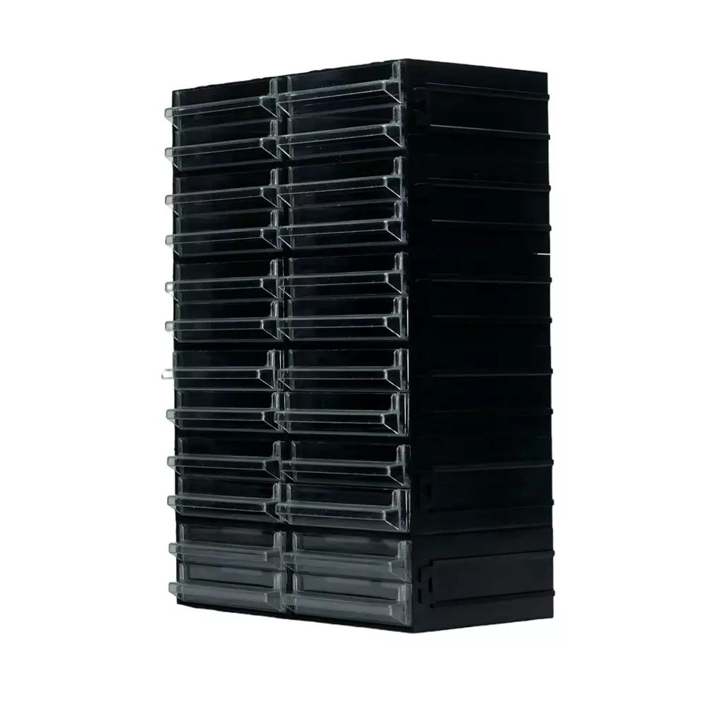 RS PRO Drawer Storage Unit 338x225x133 mm Polystyrene Transparent/Black Transparent Drawer 24, 2806424