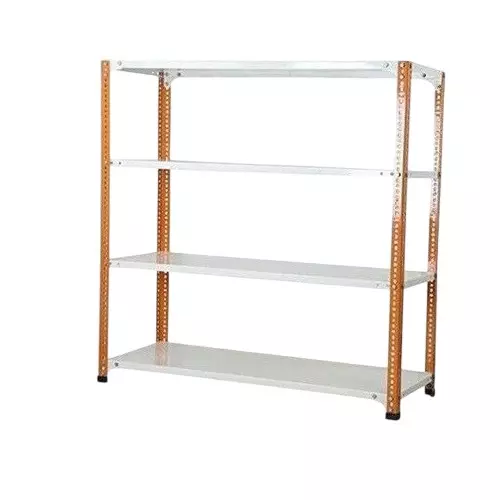 Spacious Luggage Rack Iron Orange and Ivory 4 Shelves 15x36x79 inch Size
