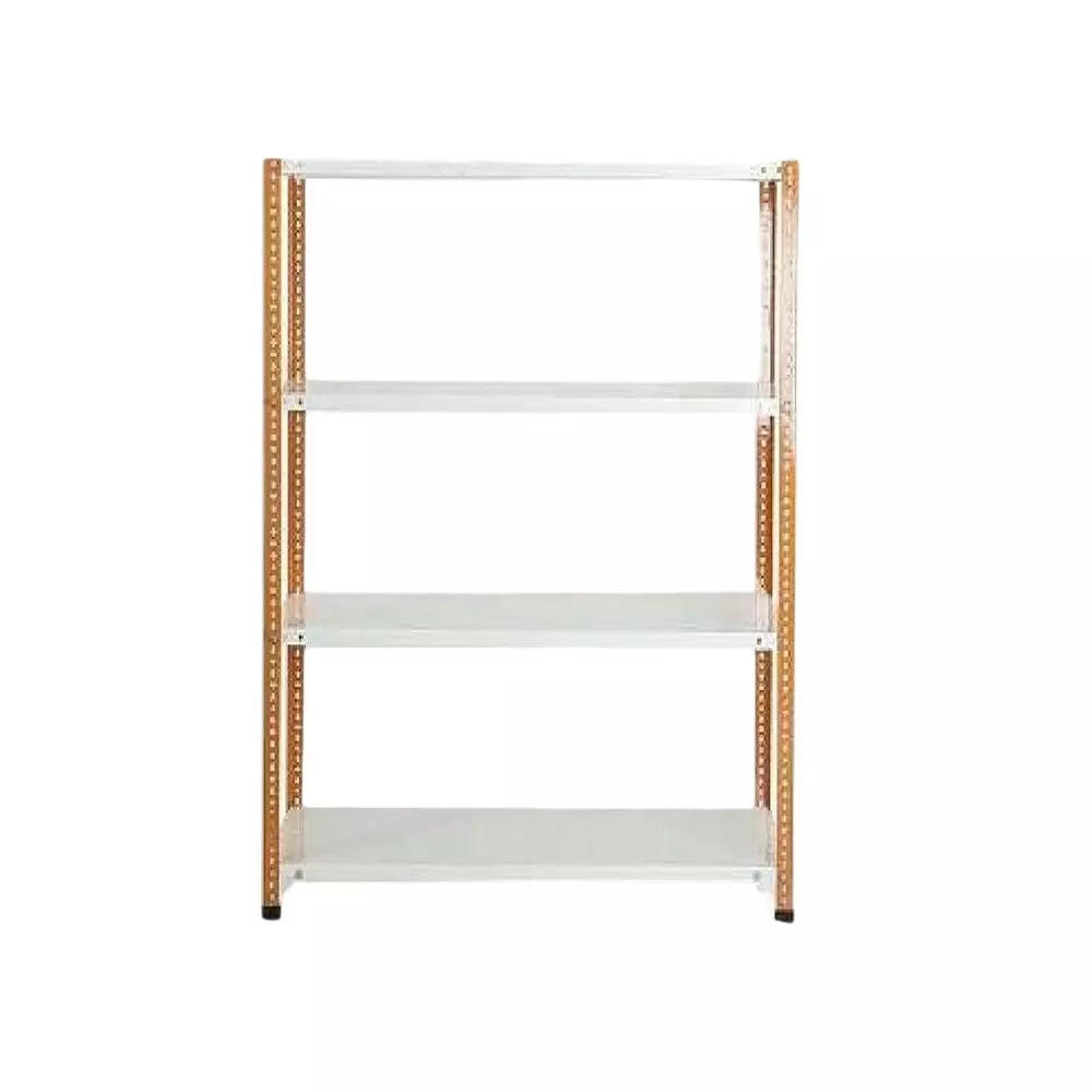 Spacious Metal Kitchen Cabinet Orange and Ivory 4 Shelves 12x36x58 inch Size