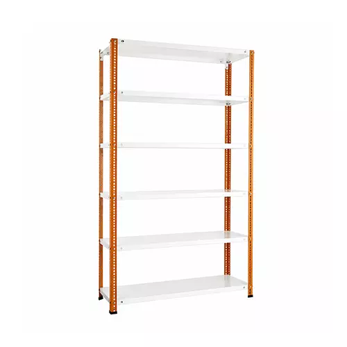 Spacious Luggage Rack Iron Orange and Ivory 6 Shelves 15x36x72 inch Size