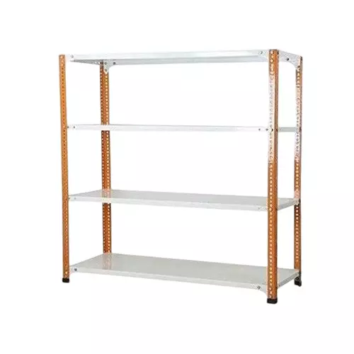 Spacious Luggage Rack Iron Orange and Ivory 4 Shelves 15x36x72 inch Size