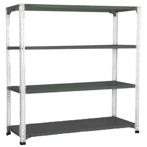 Spacious Luggage Rack Grey and White Color 4 Shelves 12x33x72 inch Size
