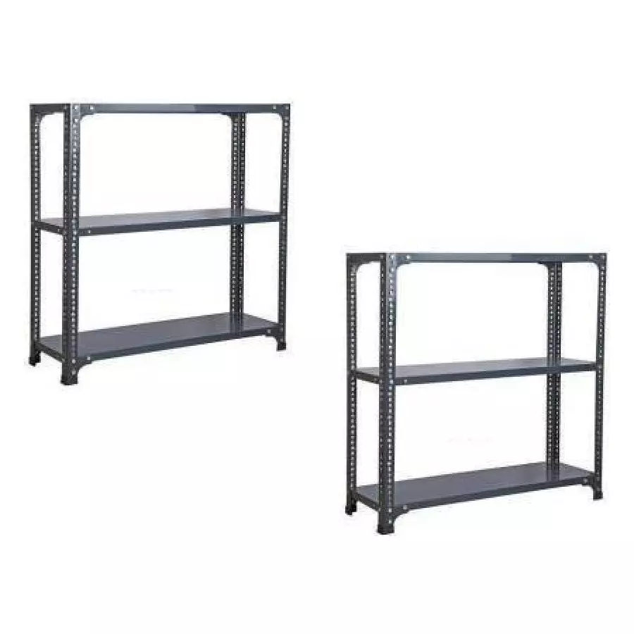 Spacious Luggage Rack Iron Grey Color 3 Shelves 12x33x48 inch Size (Pack of 2)