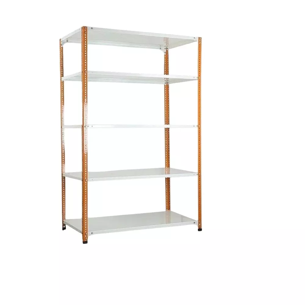 Spacious Rack Shelf Orange and White 5 Shelves 12x24x79 inch Size