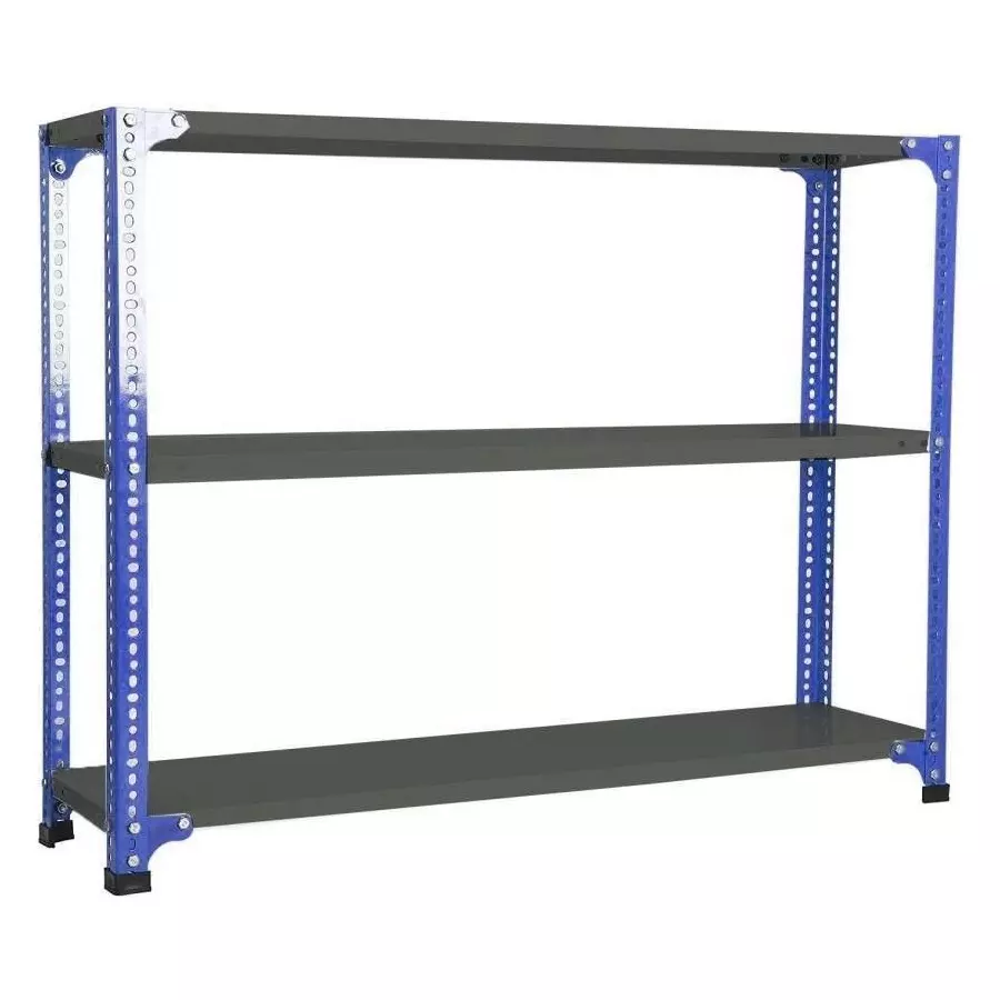 Spacious Luggage Rack Blue and Grey 3 Shelves 12x24x25 inch Size