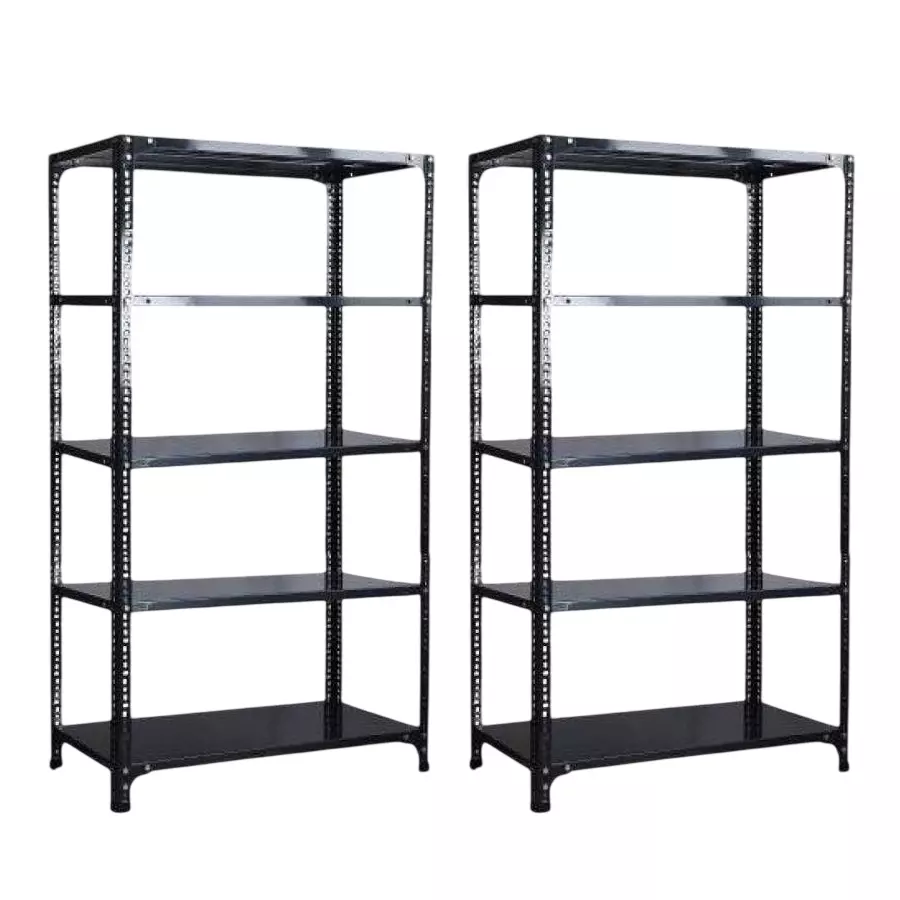 Spacious Luggage Rack Grey 5 Shelves 18x36x49 inch Size (Pack of 2)