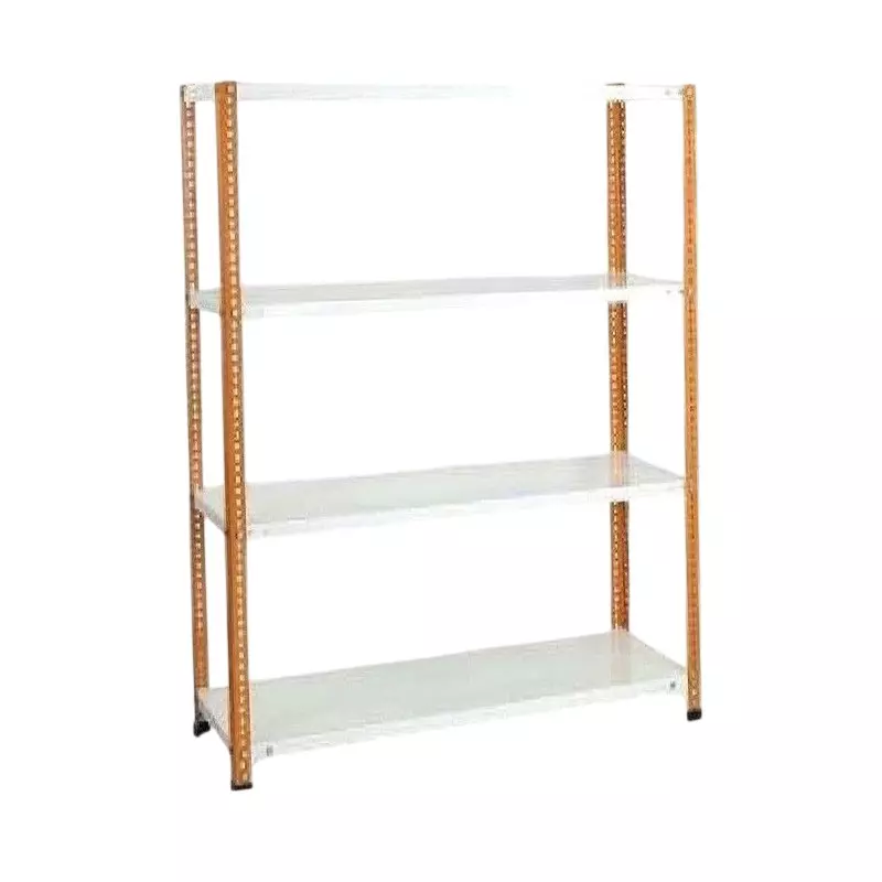 Spacious Luggage Rack Iron Orange and Ivory 4 Shelves 12x36x71 inch Size