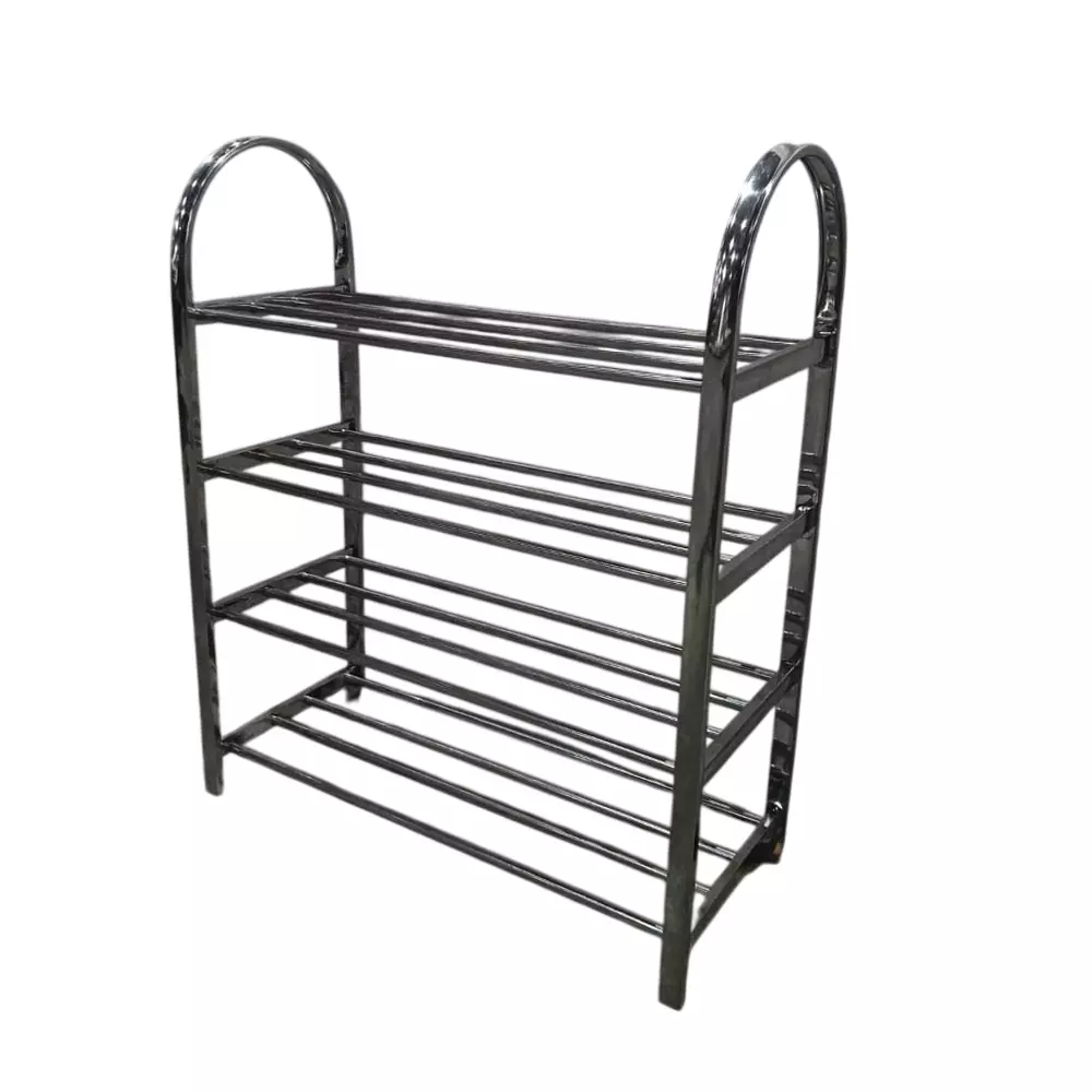Shopper52 4 Layer Stainless Steel Portable Folding Shoe Rack STL4SHRK