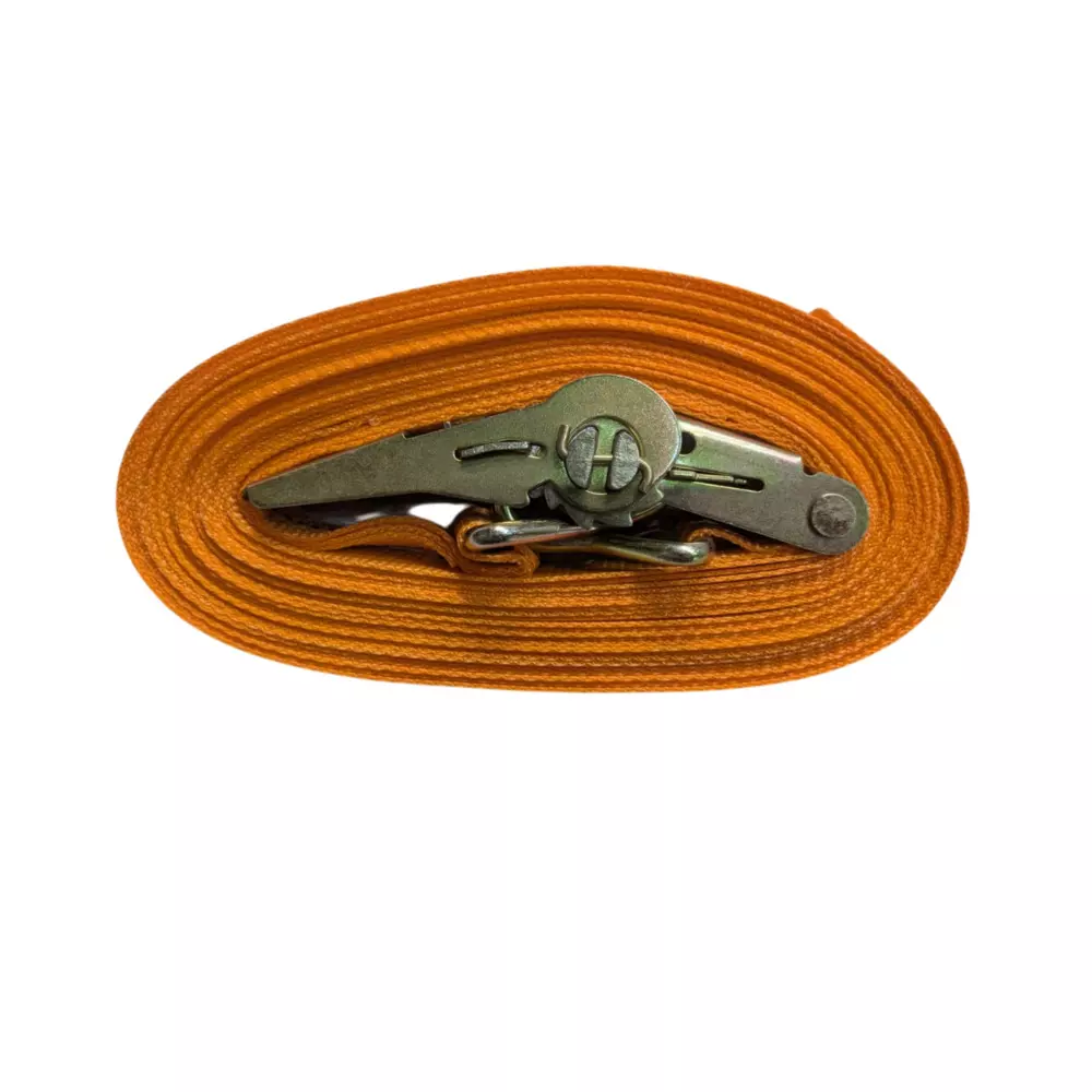 GENERIC 25 mm x 6 m Polyester Ratchet Lashing Belt With Double J Hook 0.8 to 1000 Kg (1 Ton) Load Capacity Orange