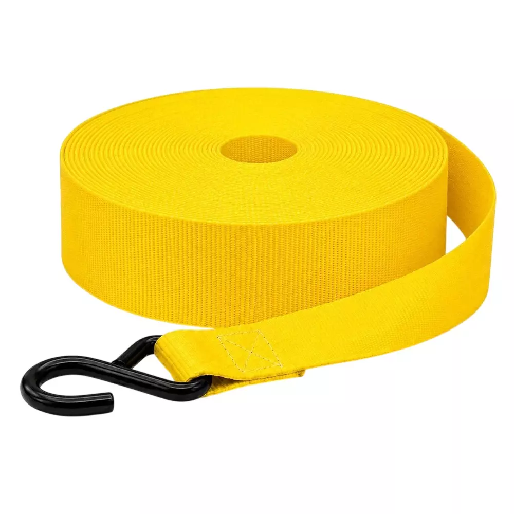 Trion Products Tie Down Strap with S Hook Polyester Yellow 25 mm Width 457.2 cm (15 ft) Length