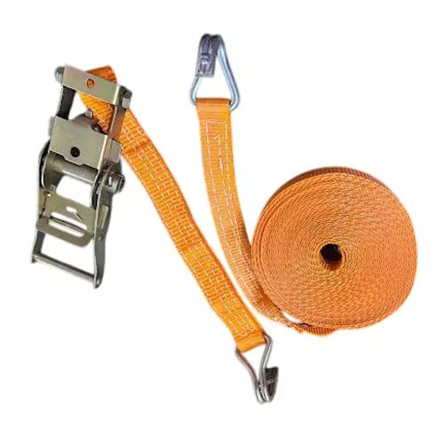 GENERIC Polyester Ratchet Lashing Belt 25 mm x 6 m With Double J Hook 0.8 to 1000 Kg (1 Ton) Load Capacity Orange