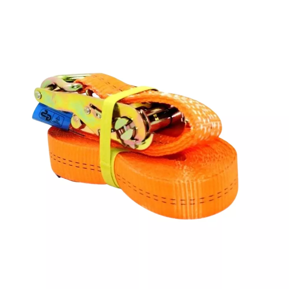 UTC Heavy Duty 2 Piece Cargo Lashing Belt Set Orange Color Mild Steel and Nylon Body 5 Ton Load Capacity and 15 m Length