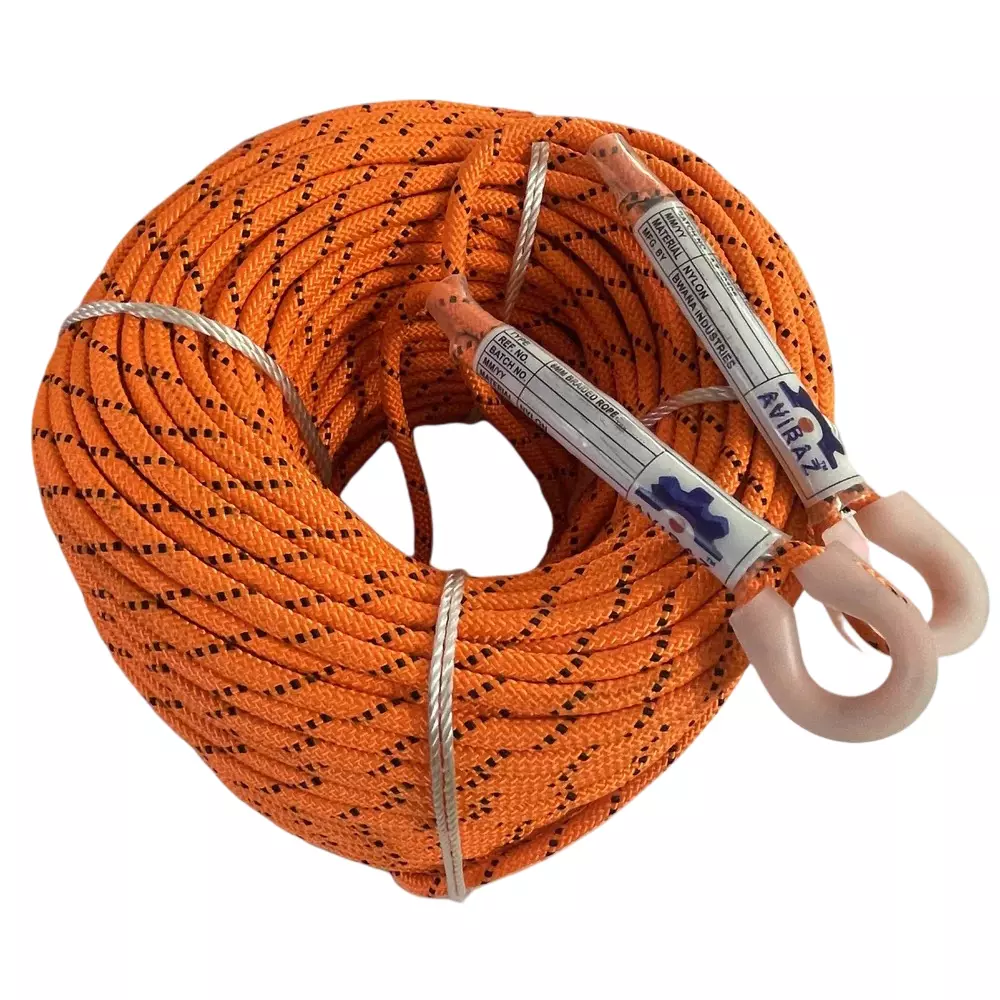 AVIRAZ Kernmantle Static Braided Nylon Rope 8 mm Diameter 100 m Length Orange Color