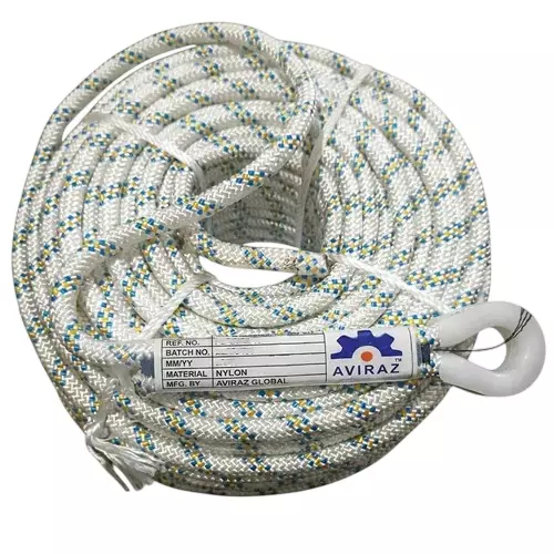 AVIRAZ Kernmantle Static Braided Nylon Rope 10.5 mm Diameter 75 m Length White Color