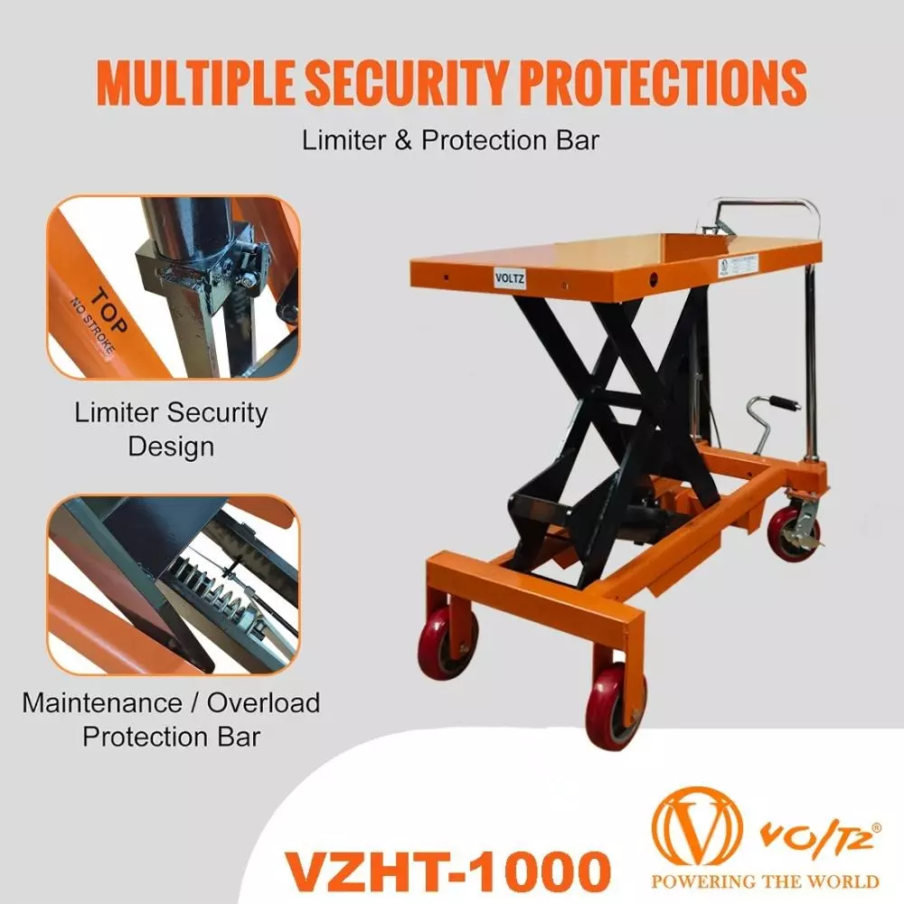 voltz-hydraulic-lift-trolley-with-1-ton-load-capacity-and-900-mm-lifting-height-in-powder-coated-finish