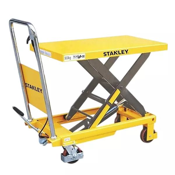 STANLEY 500 Kg Scissor Lift Table Trolley with Foot Pedal Quick Lift and 90 cm (Max.) Table Height, SXWTI-CTABL-X500