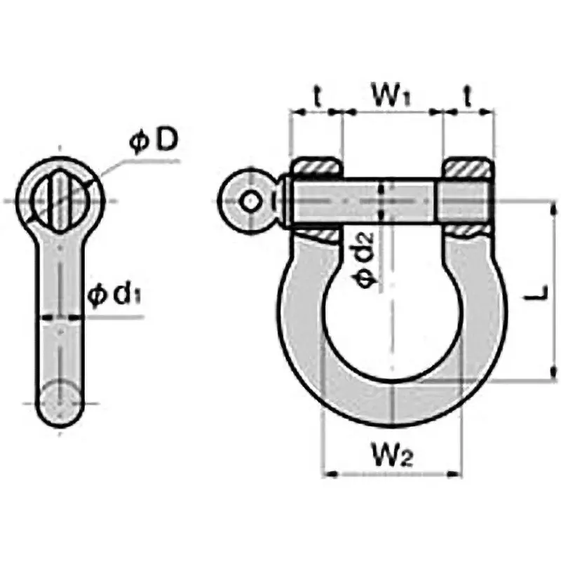 TAKIGEN Stainless Steel Bow Shackle Mirror Buff Polishing, B-1111-3