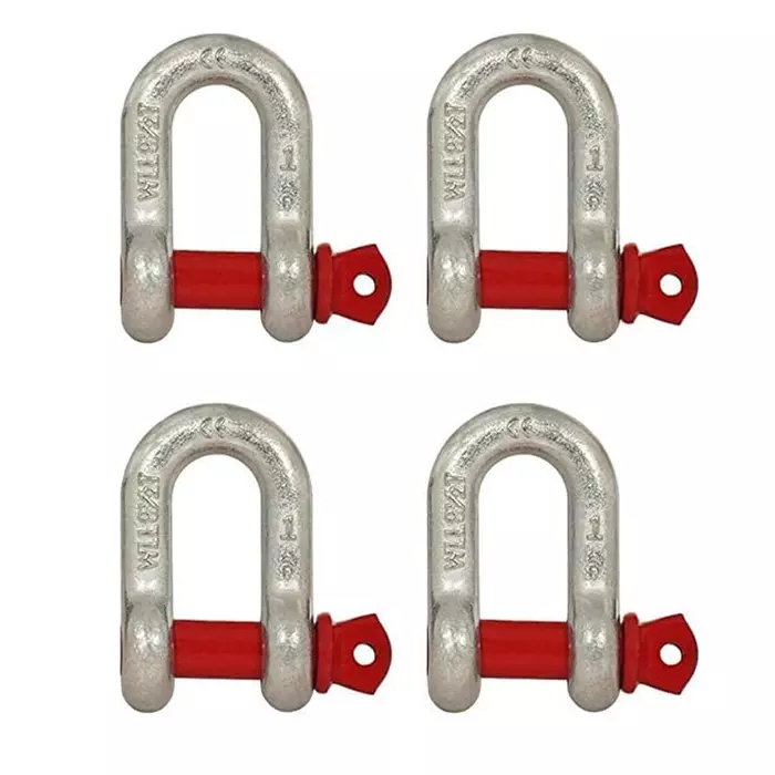Zossta D Shackle with Screw Pin Anchor Alloy Steel Silver 4.75 Ton (4750 Kg) Pull Capacity for Towing & Pulling, (Pack of 4 Pcs)