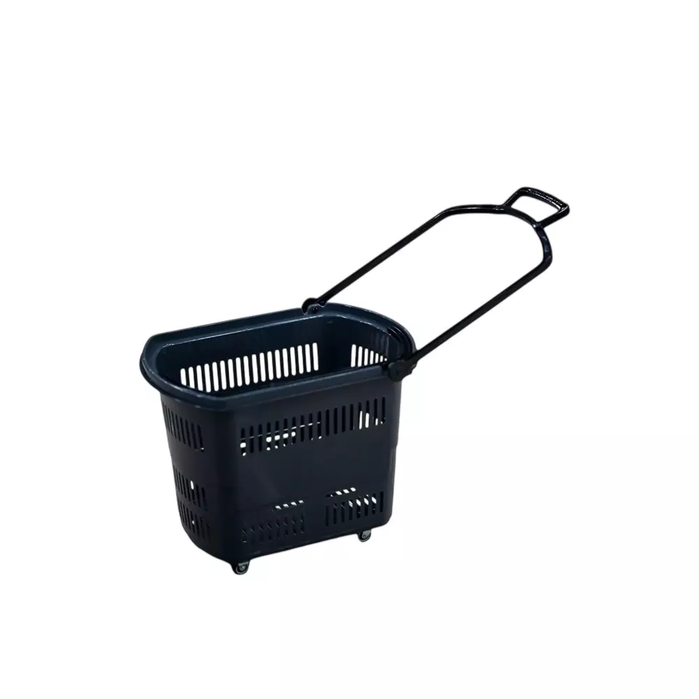 BIGAPPLE Shopping Basket Trolley 35 L Capacity 600x350x365 mm Grey with Wheels, SB 35