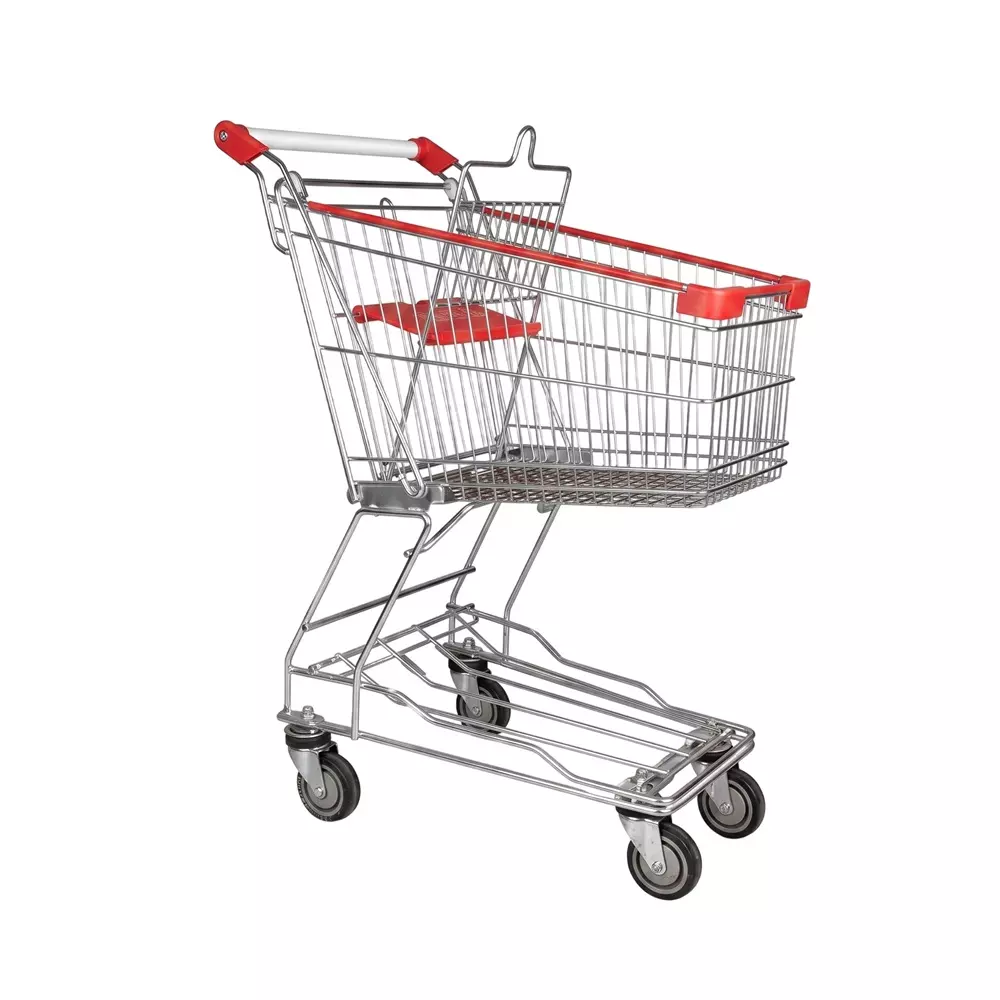 BIGAPPLE Shopping Cage Trolley 60 L Capacity 760x450x960 mm Silver with Wheels, STRL AS 60L Light