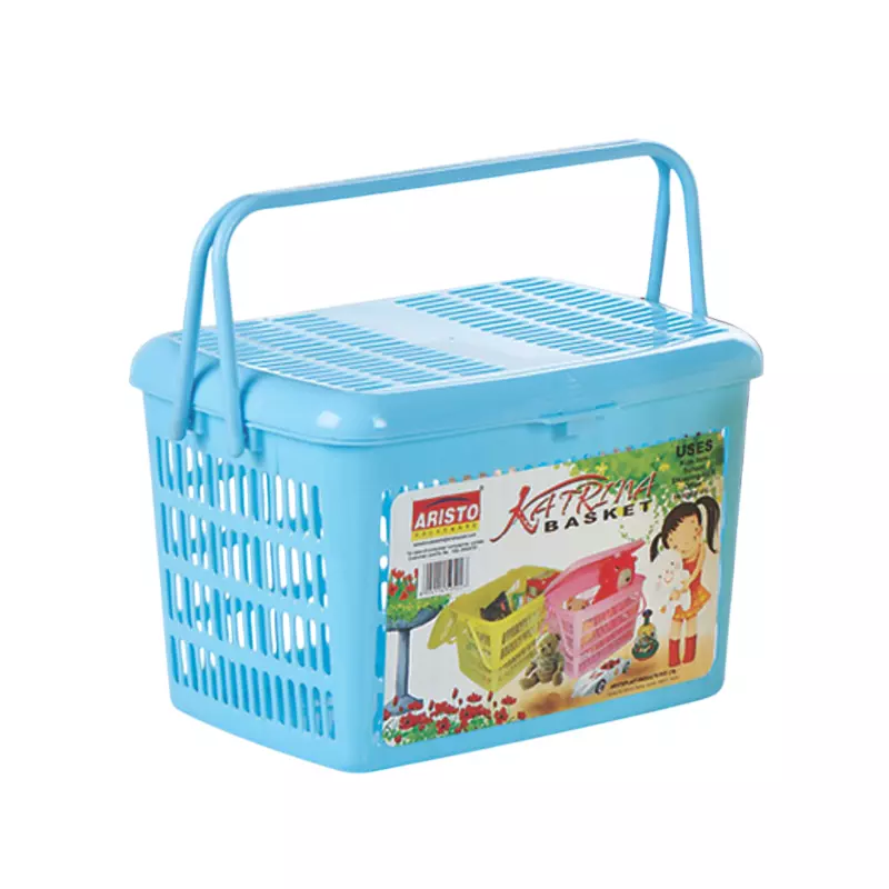ARISTO Shopping Basket 8 L Capacity Plastic Material Sky Blue Color, KATRINA
