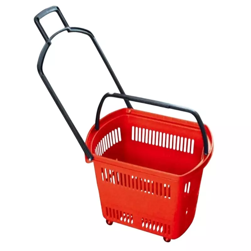 BIGAPPLE Shopping Basket Trolley 35 L Capacity 60x34x37 cm Red with Wheels, SB 30