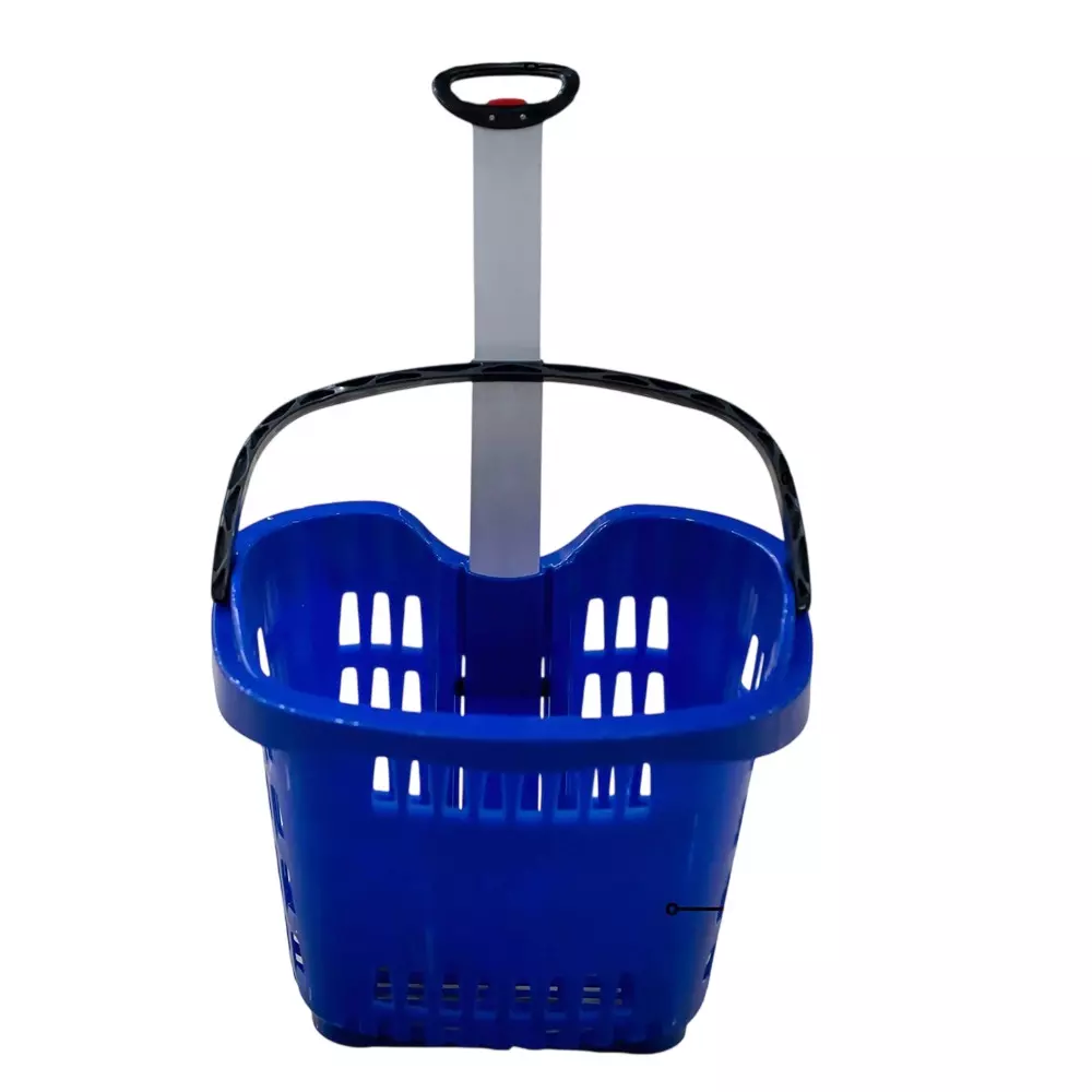BIGAPPLE Shopping Basket Trolley 56 L Capacity 530x380x430 mm Blue with Wheels, SB 56