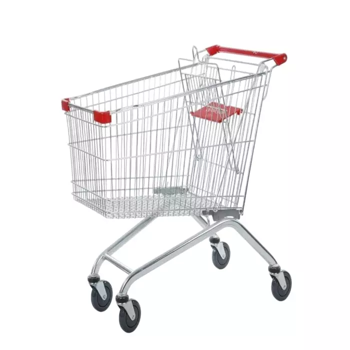 BIGAPPLE Shopping Cage Trolley 125 L Capacity 900x560x990 mm Silver with Wheels, STRL EU 125L